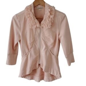 Prairie Underground Blush Pink Organic Cotton Romantic Zip Up Sweater Sz XS